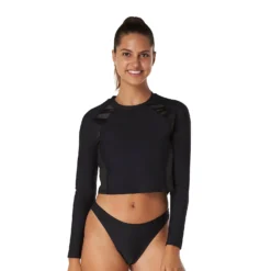 Speedo Long Sleeve Quantum Sheen Crop Rashguard