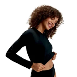 Speedo Flu3nte Solid Long Sleeve Crop Top
