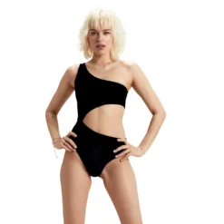 Speedo Flu3nte Velour Asymmetrical Cut Out One Piece -Swimwear Collection Store 14206654 7085058764945619