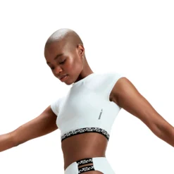 Speedo Flu3nte Solid Short Sleeve Logo Elastic Crop Top