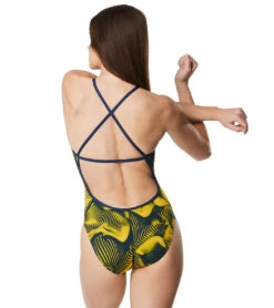 Speedo Women's Fusion Vibe Crossback One Piece Swimsuit 8 Speedo Women's Fusion Vibe Crossback One Piece Swimsuit -Swimwear Collection Store 6799981281448 navygold 3a