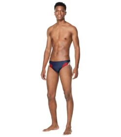 Speedo Men's Edge Splice Brief Swimsuit -Swimwear Collection Store 7510243508392 navyred 3a